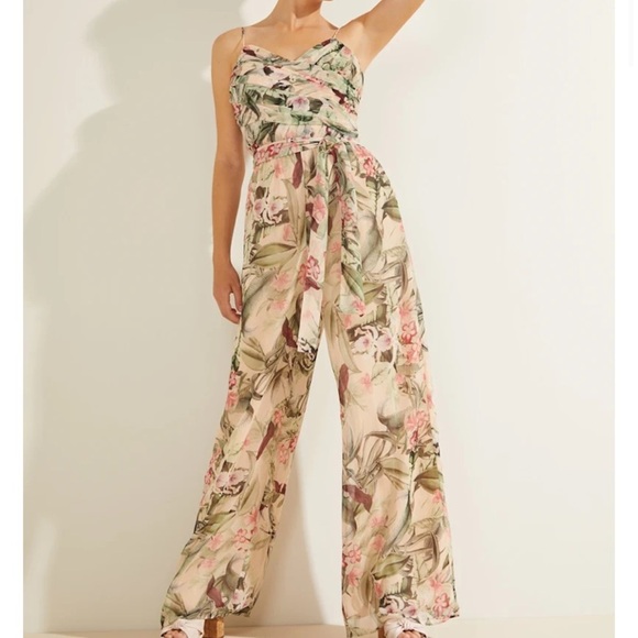 New GUESS Eco Lea Palazzo Jumpsuit SZ L - Picture 1 of 4